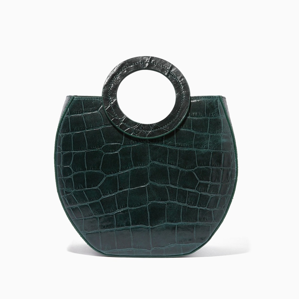 STAUD croc dark green Frida Bag
